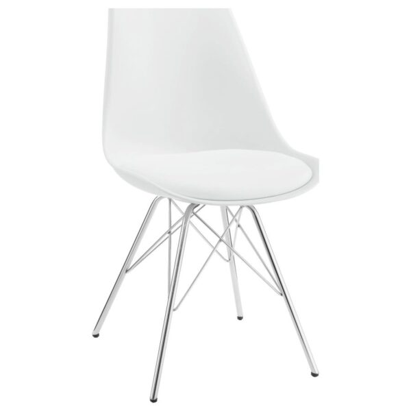 Armless Dining Chairs White and Chrome (Set of 2) by Coaster Furniture 4