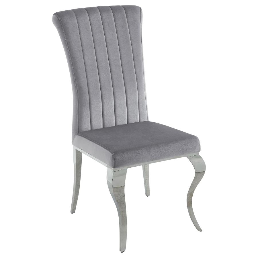 Carone Upholstered Side Chairs Grey and Chrome (Set of 4) by Coaster Furniture