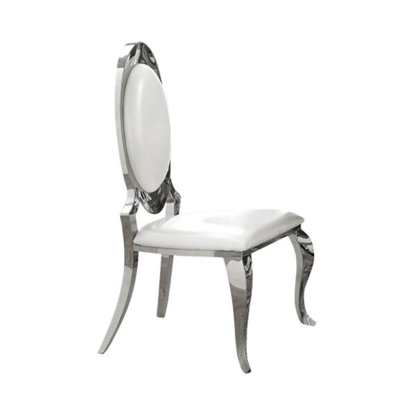 Antoine Oval Back Side Chairs Cream and Chrome (Set of 2) by Coaster Furniture 4