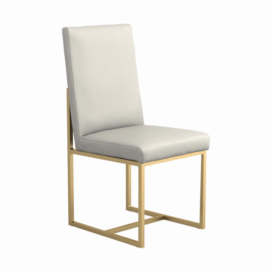 Conway Upholstered Dining Chairs Grey and Aged Gold (Set of 2) by Coaster Furniture