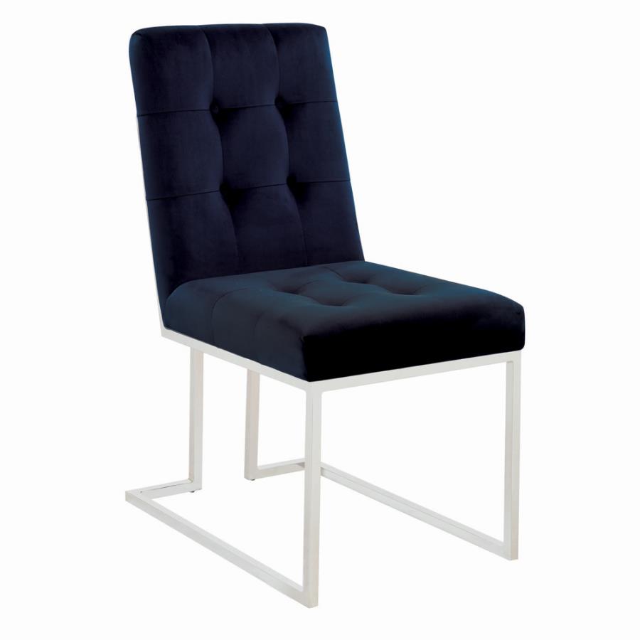 Upholstered Dining Chairs Ink Blue and Chrome (Set of 2) by Coaster Furniture