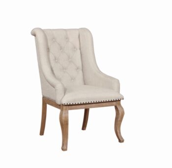 Brockway Cove Tufted Arm Chairs Cream and Barley Brown (Set of 2) by Coaster Furniture