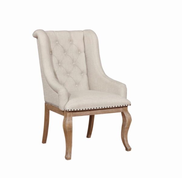 Brockway Cove Tufted Arm Chairs Cream and Barley Brown (Set of 2) by Coaster Furniture 4