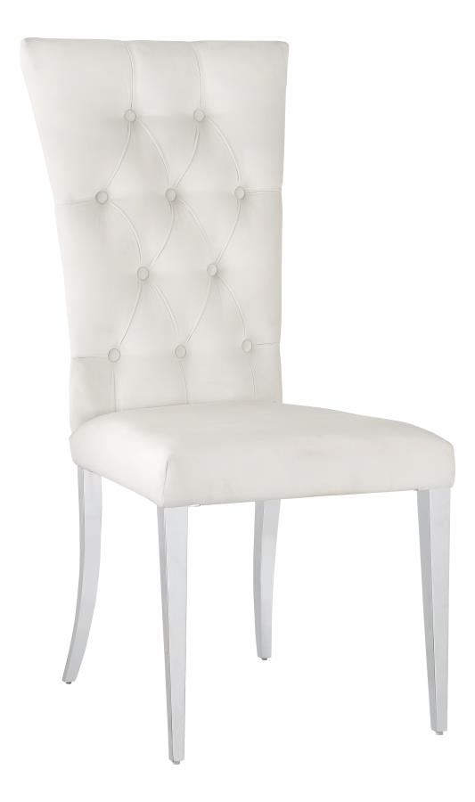 Kerwin Tufted Upholstered Side Chair (Set of 2) White and Chrome by Coaster Furniture