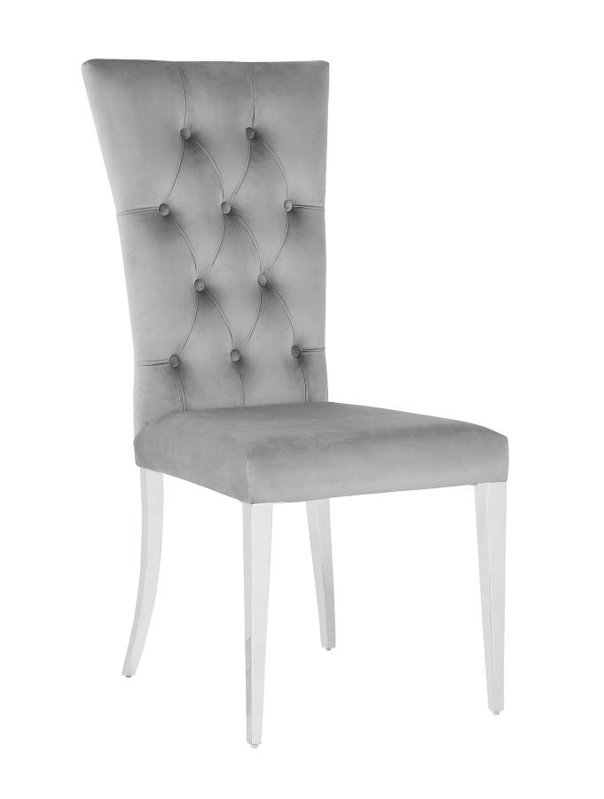 Kerwin Tufted Upholstered Side Chair (Set of 2) Grey and Chrome by Coaster Furniture