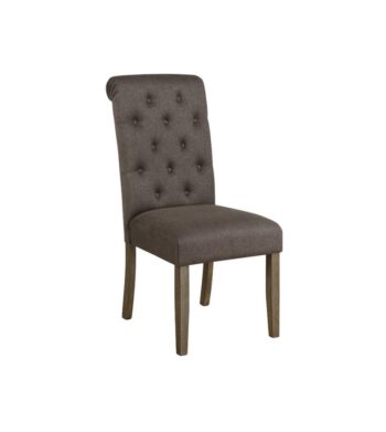 Calandra Tufted Back Side Chairs Rustic Brown and Grey Set of 2 by Coaster Furniture