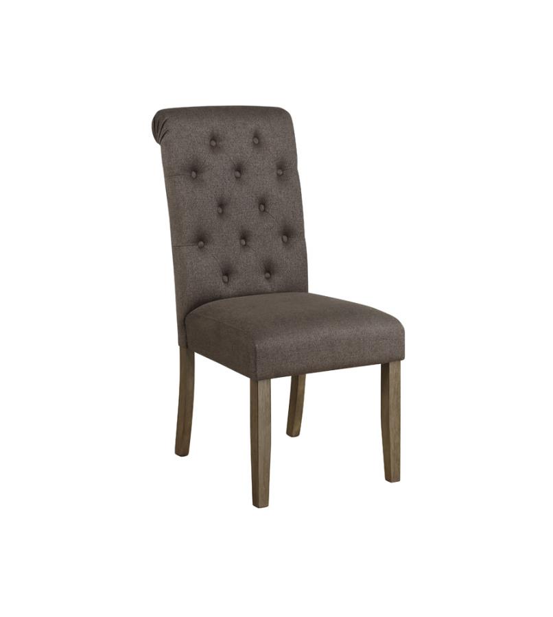Calandra Tufted Back Side Chairs Rustic Brown and Grey (Set of 2) by Coaster Furniture