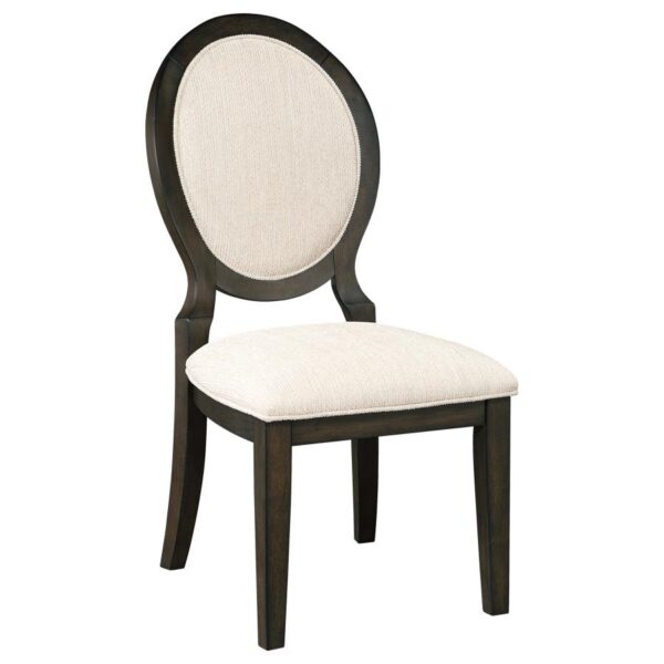 Twyla Upholstered Dining Chairs with Oval Back (Set of 2) Cream and Dark Cocoa by Coaster Furniture 4