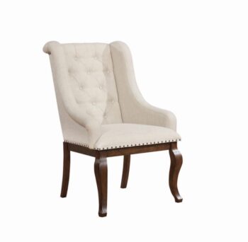 Brockway Cove Tufted Arm Chairs Cream and Antique Java (Set of 2) by Coaster Furniture