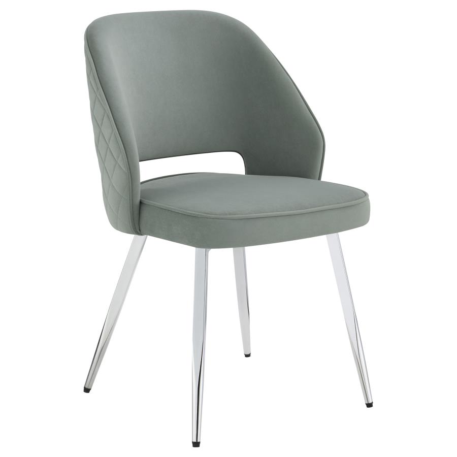 Heather Upholstered Dining Chairs with Open Back (Set of 2) Grey and Chrome by Coaster Furniture