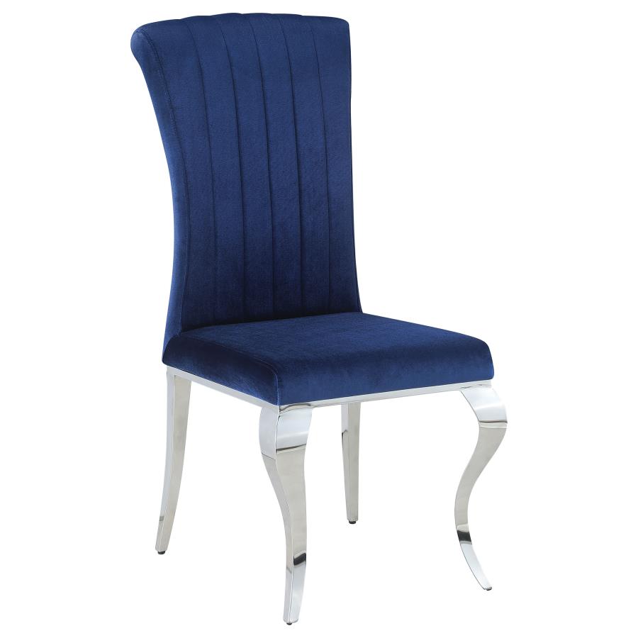 Carone Upholstered Side Chairs Ink Blue and Chrome (Set of 4) by Coaster Furniture