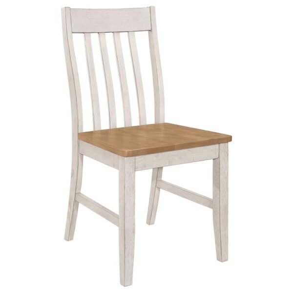Kirby Slat Back Side Chair (Set of 2) Natural and Rustic Off White by Coaster Furniture 4