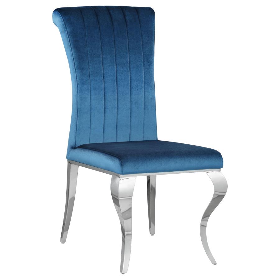Carone Upholstered Side Chairs Teal and Chrome (Set of 4) by Coaster Furniture