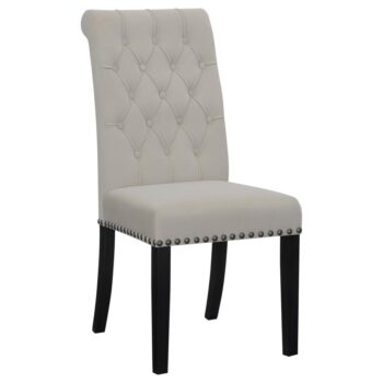 Upholstered Tufted Sand Side Chairs with Nailhead Trim (Set of 2) by Coaster Furniture