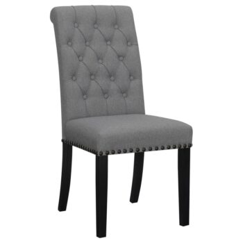Upholstered Tufted Grey Side Chairs with Nailhead Trim (Set of 2) by Coaster Furniture