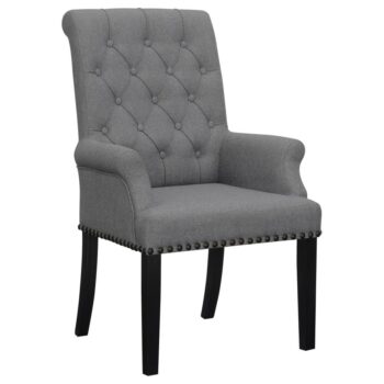 Upholstered Tufted Arm Chair Grey with Nailhead Trim by Coaster Furniture