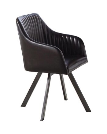 Tufted Sloped Arm Swivel Dining Chair Black and Gunmetal by Coaster Furniture