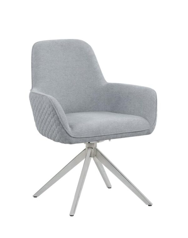 Abby Flare Arm Side Chair Light Grey and Chrome by Coaster Furniture 4