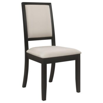 Louise Upholstered Dining Side Chairs Black and Cream (Set of 2) by Coaster Furniture