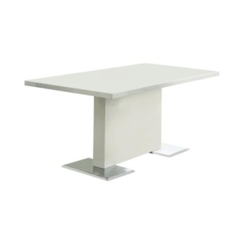 Anges T-shaped Pedestal Dining Table Glossy White by Coaster Furniture