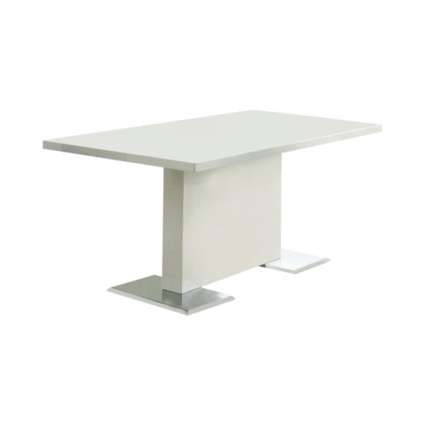 Anges T-shaped Pedestal Dining Table Glossy White by Coaster Furniture 4