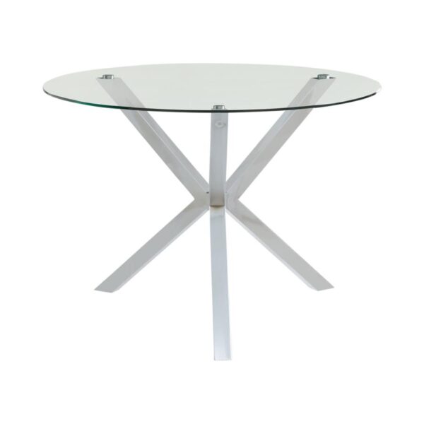 Vance Glass Top Dining Table with X-cross Base Chrome by Coaster Furniture 4