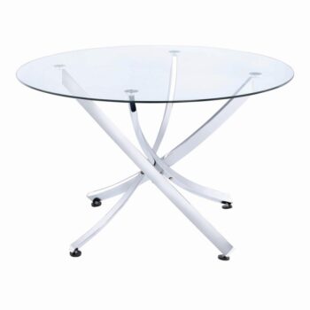 Beckham Round Dining Table Chrome and Clear by Coaster Furniture