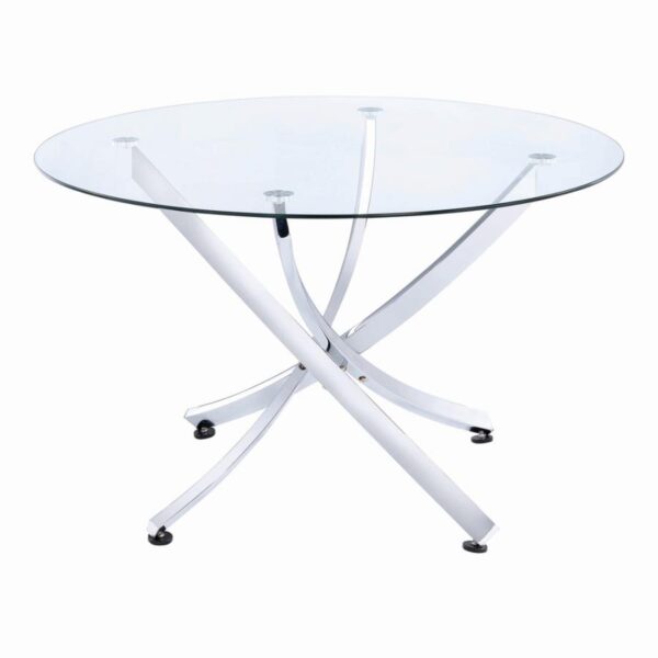 Beckham Round Dining Table Chrome and Clear by Coaster Furniture 4