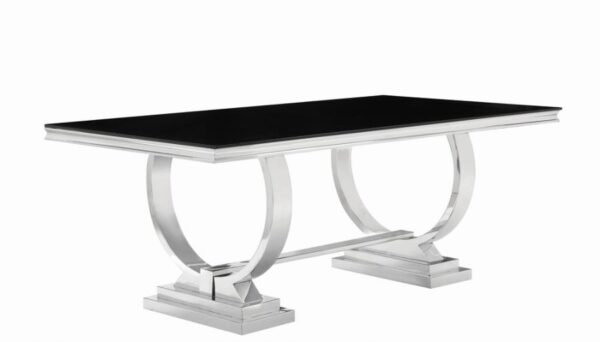Antoine Rectangular Dining Table Chrome and Black by Coaster Furniture 4