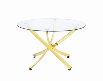 Chanel Round Dining Table Brass and Clear by Coaster Furniture