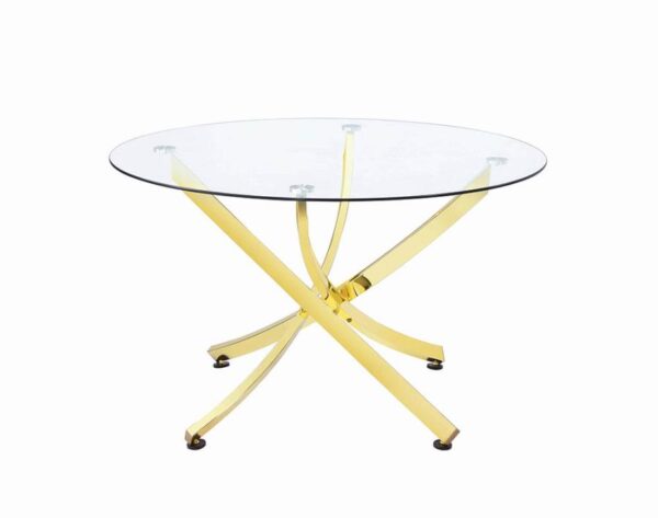 Chanel Round Dining Table Brass and Clear by Coaster Furniture 4