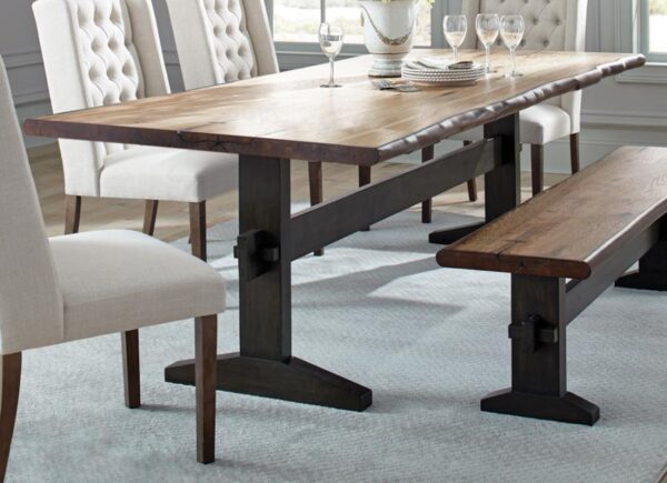 Bexley Live Edge Trestle Dining Table Natural Honey and Espresso by Coaster Furniture 4
