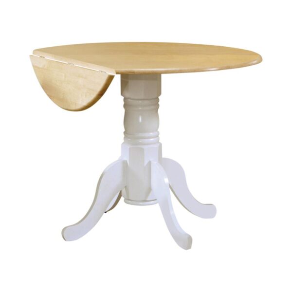 Drop Leaf Round Dining Table Natural Brown and White by Coaster Furniture 4