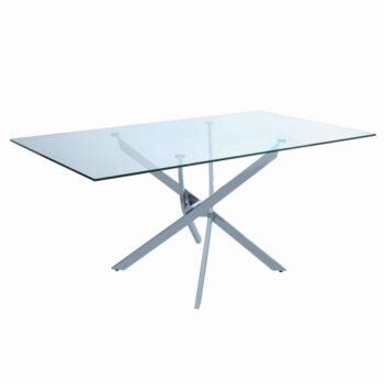 Carmelo X-shaped Dining Table Chrome and Clear by Coaster Furniture