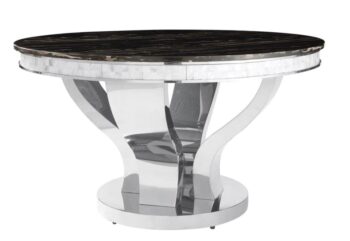 Anchorage Round Dining Table Chrome and Black by Coaster Furniture