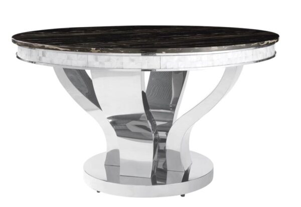 Anchorage Round Dining Table Chrome and Black by Coaster Furniture 4