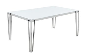 Pauline Rectangular Dining Table with Metal Leg White and Chrome by Coaster Furniture