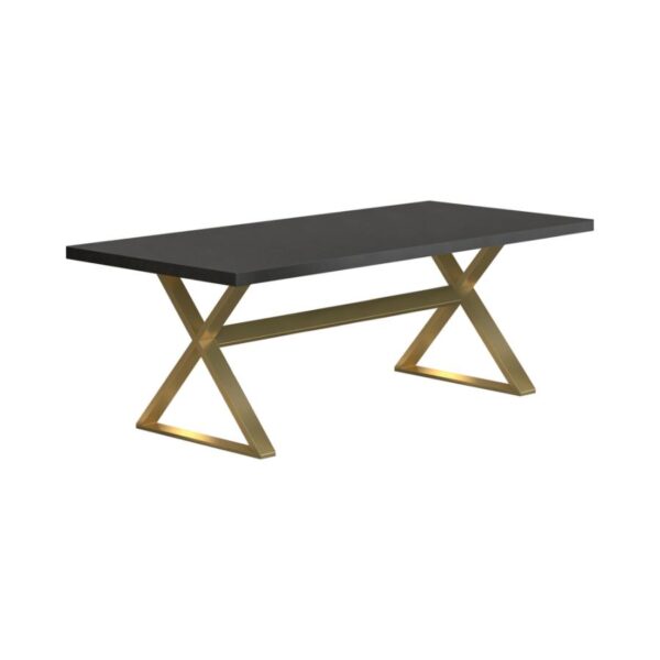 Conway X-Trestle Base Dining Table Dark Walnut and Aged Gold by Coaster Furniture 4