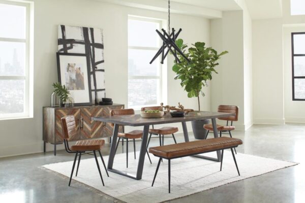 Misty Sled Leg Dining Table Grey Sheesham and Gunmetal by Coaster Furniture 4