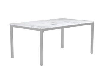 Athena Rectangle Dining Table with Marble Top Chrome by Coaster Furniture