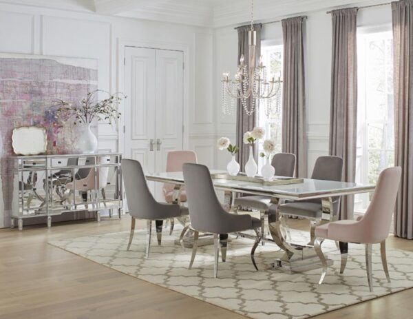Antoine Rectangle Dining Table White and Chrome by Coaster Furniture 4