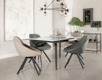 Mina Rectangular Dining Table Grey Ceramic and Sandy Black by Coaster Furniture