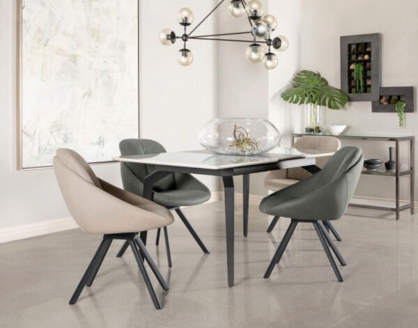 Mina Rectangular Dining Table Grey Ceramic and Sandy Black by Coaster Furniture 4