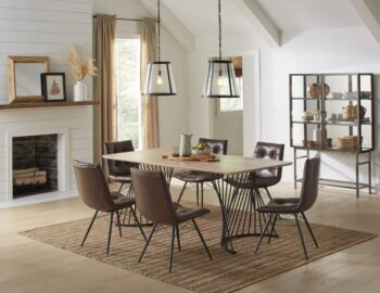 Altus Swirl Base Dining Table Natural Oak and Gunmetal by Coaster Furniture