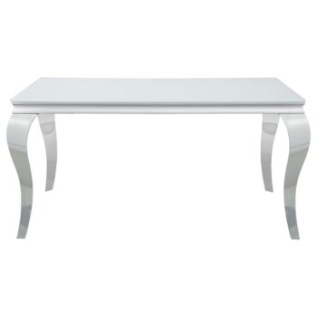 Carone Glass Top Dining Table White and Chrome by Coaster Furniture