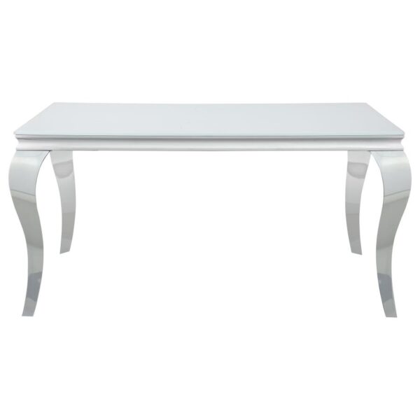 Carone Glass Top Dining Table White and Chrome by Coaster Furniture 4