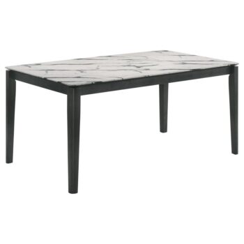 Stevie Rectangular Dining Table with Faux Marble Top by Coaster Furniture