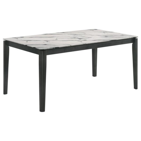 Stevie Rectangular Dining Table with Faux Marble Top by Coaster Furniture 4