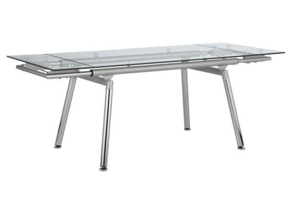 Sonnett Expandable Glass Top Dining Table Chrome and Clear by Coaster Furniture 4