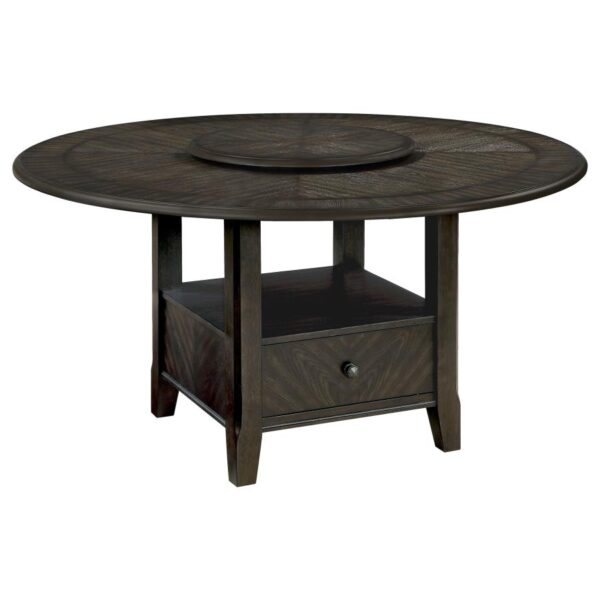 Twyla Round Dining Table with Removable Lazy Susan Dark Cocoa by Coaster Furniture 4